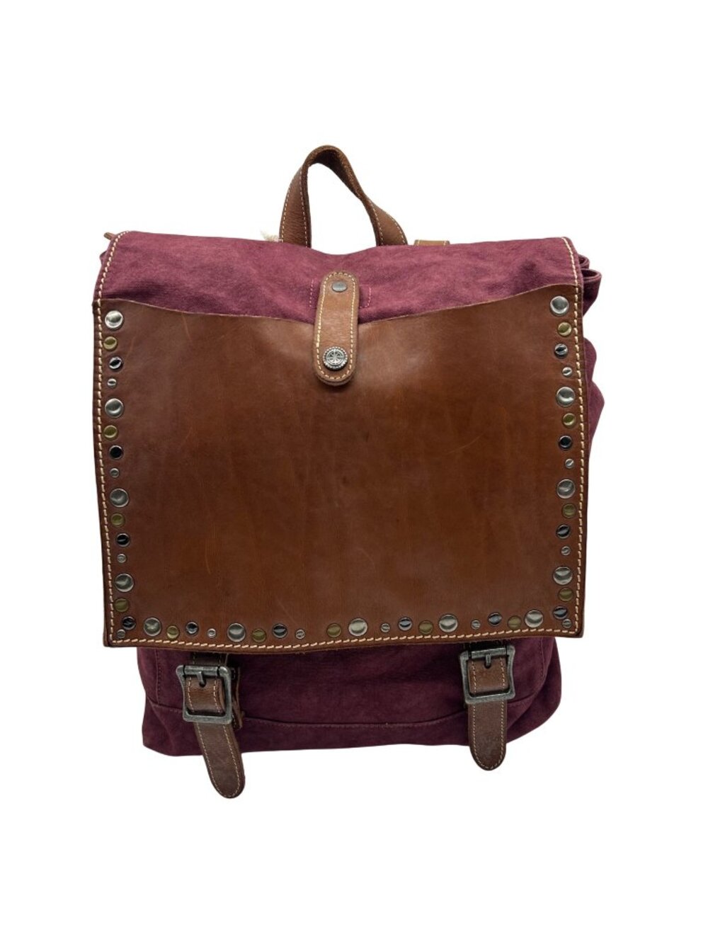 Old Trend Burgundy & Brown Canvas With Leather Trim KnoxBackpack
